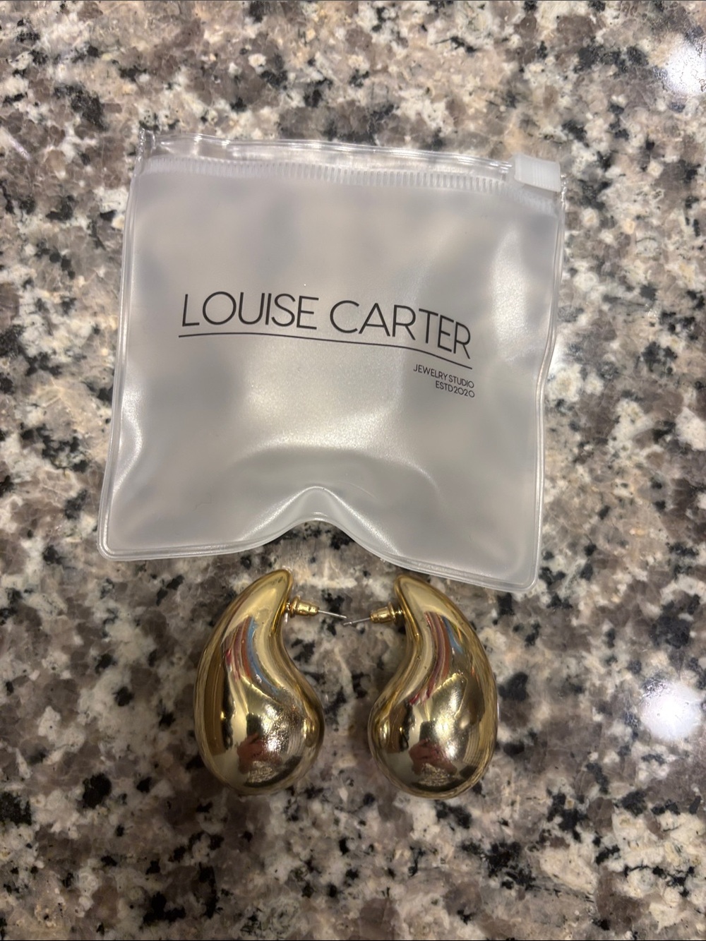 Louise Carter Gold Teardrop Hoop Earrings